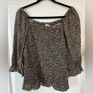 12.42. X-Large NWT  Good Threads shocked Prairie style blouse Black print 21 ptp